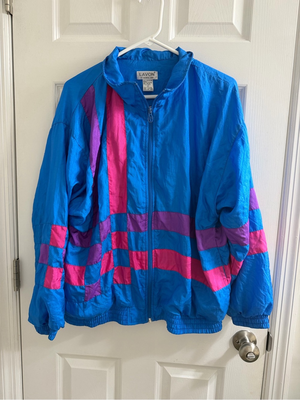 Lavon Vintage Retro 80s 90s Track Jacket Windbreaker Large L Blue 1990 1980